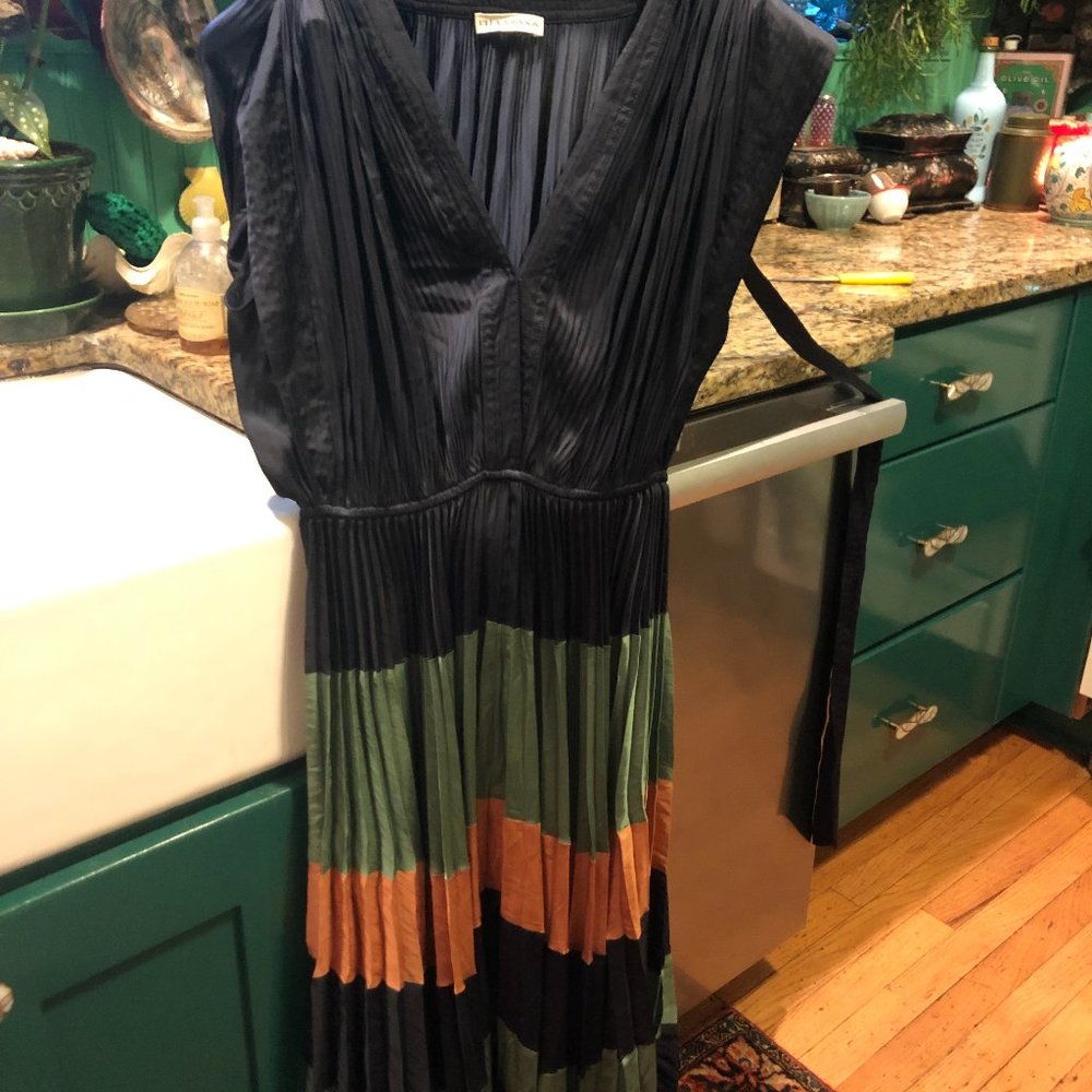 ulla johnson Maysha Striped Pleated Handkerchief Dress